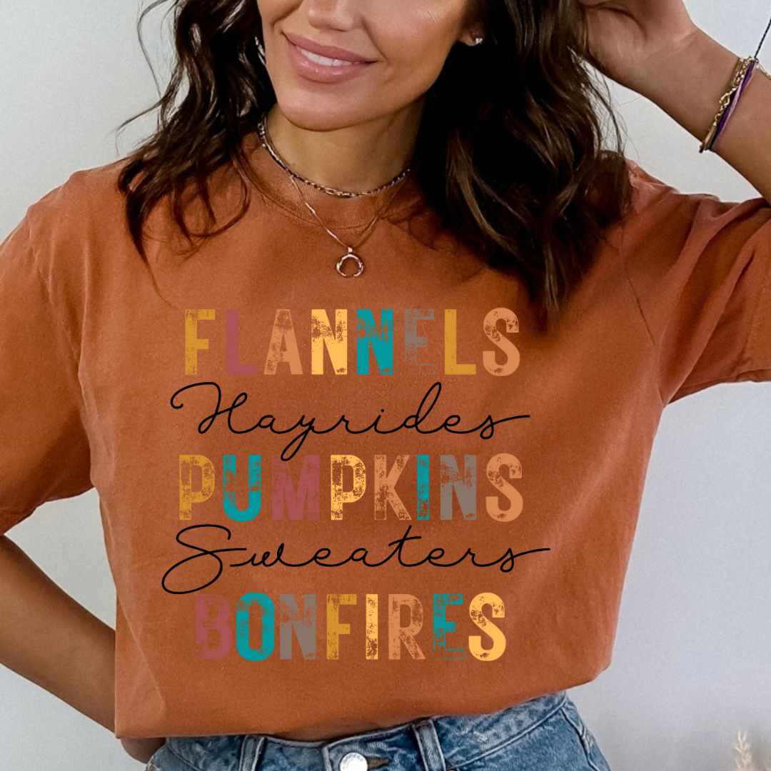 Flannels Pumpkins Bonfires - DTF TRANSFER New Design