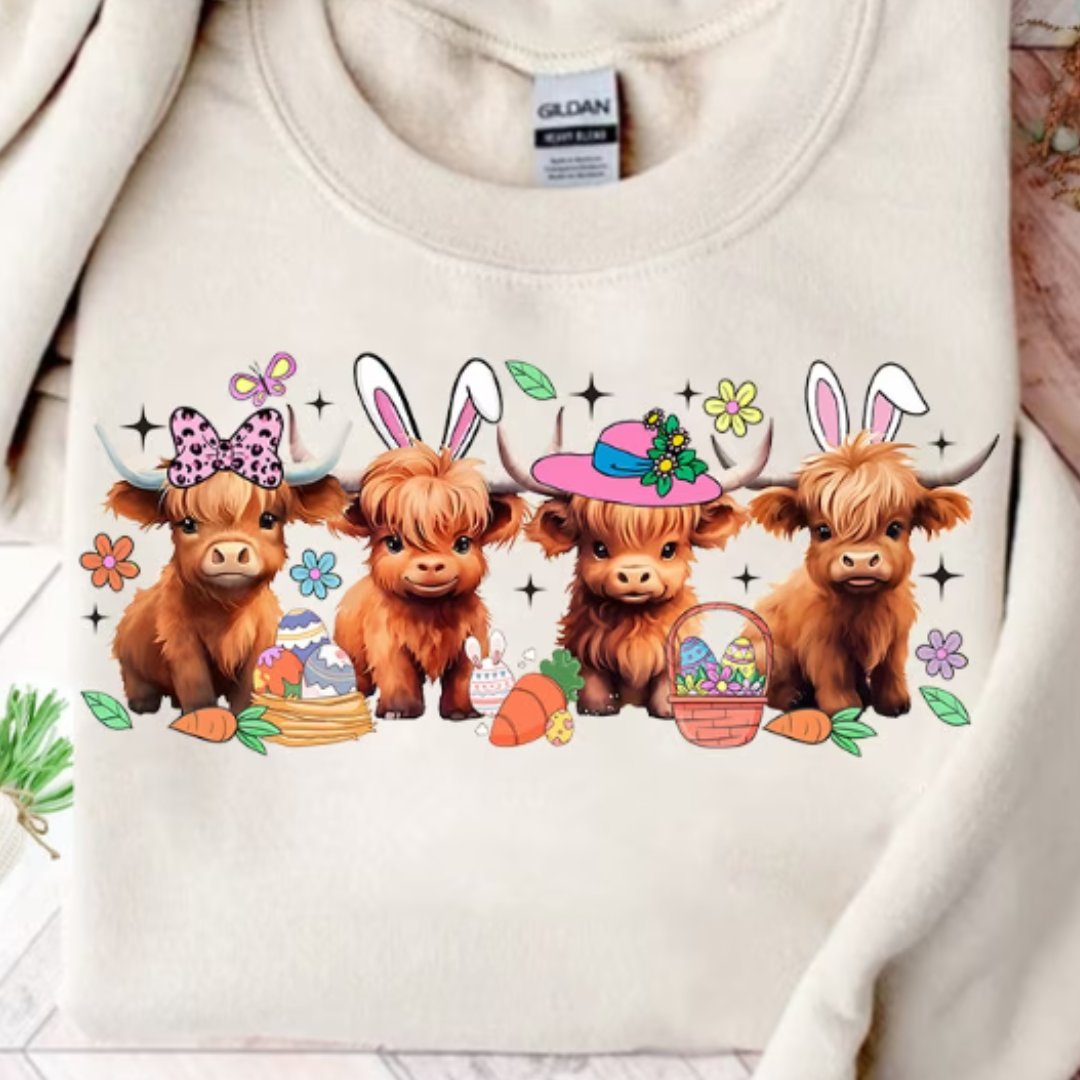 Easter Highland Cows READY TO PRESS DTF TRANSFER