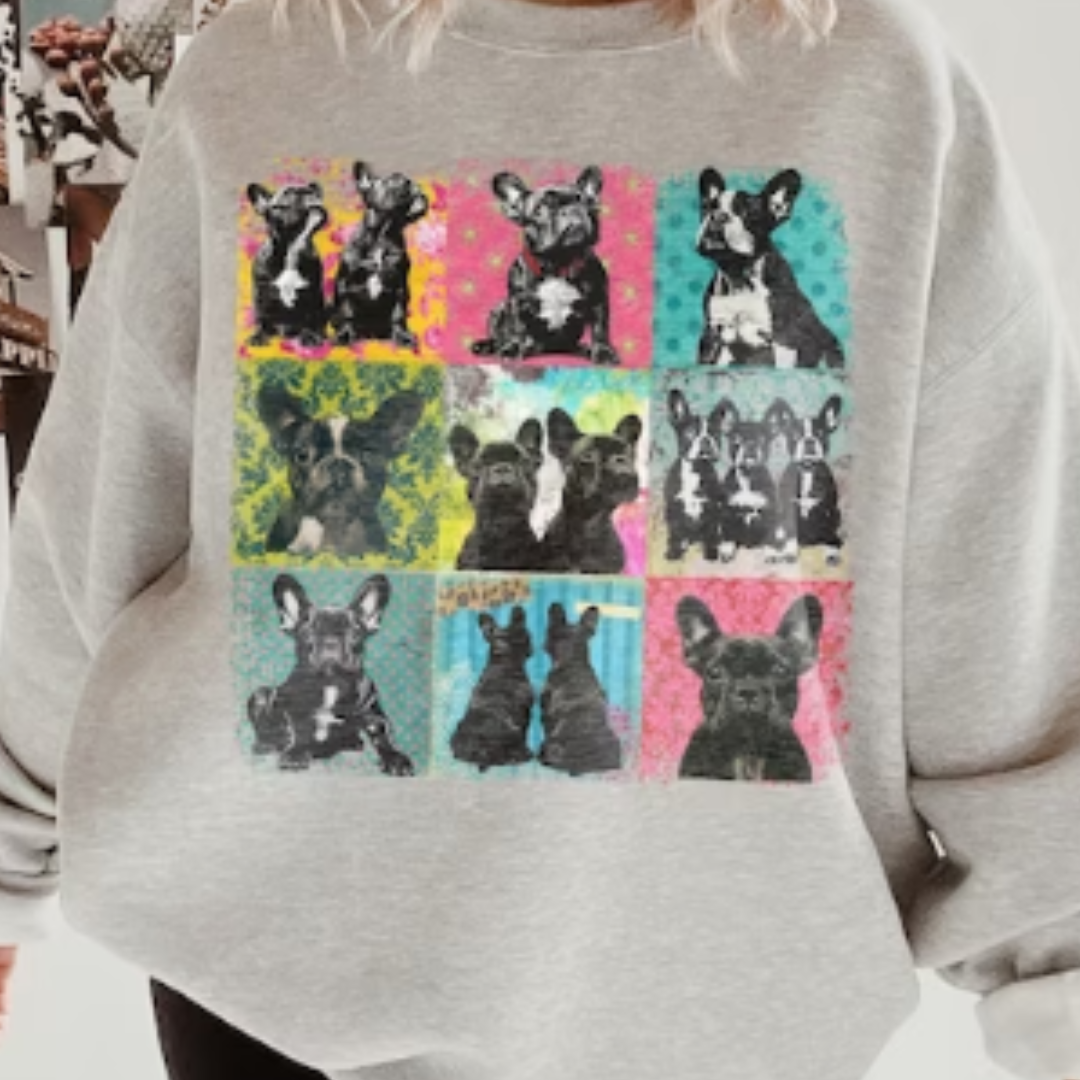 Retro Boho Frenchie Dog READY TO PRESS DTF TRANSFER