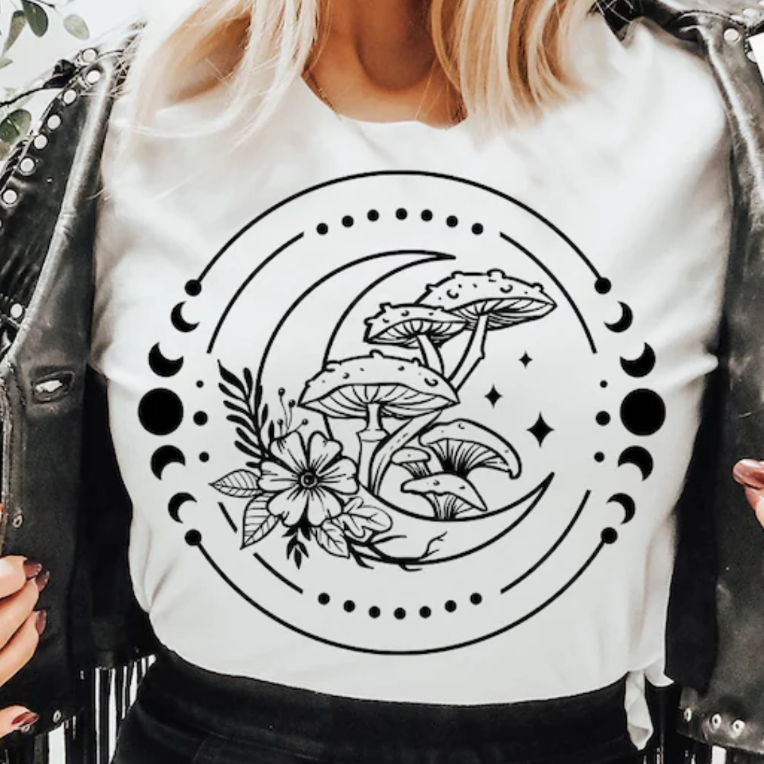 Moon + Mushrooms READY TO PRESS DTF TRANSFER