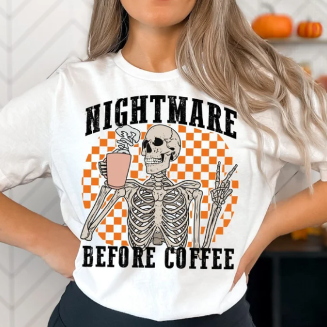 Nightmare Before Coffee READY TO PRESS DTF TRANSFER