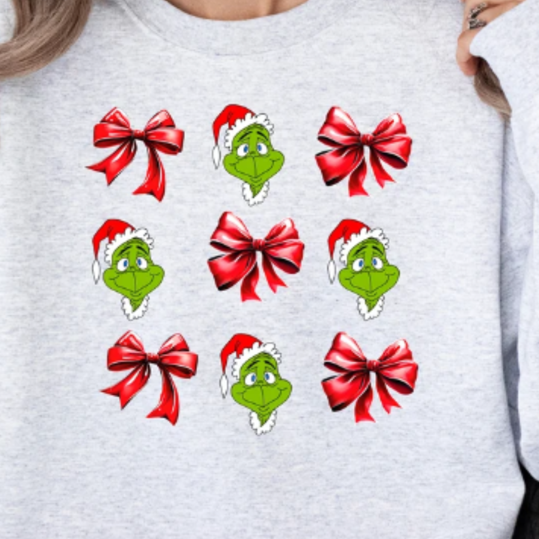 Grinch and Bows READY TO PRESS DTF TRANSFER