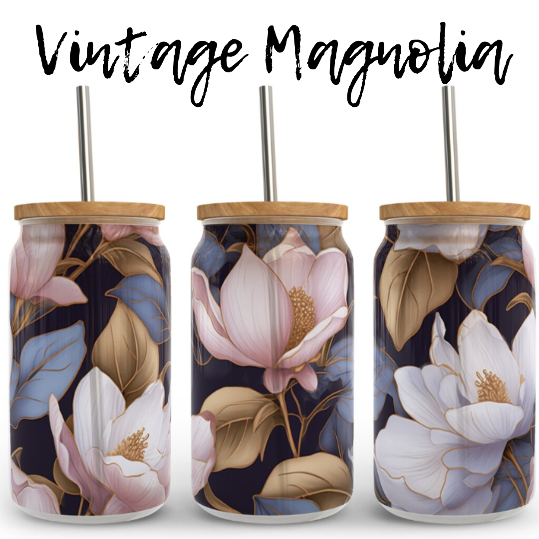 Vintage Magnolia UV DTF 16OZ CUP WRAP