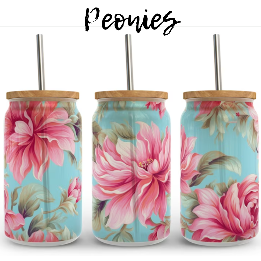 Peonies UV DTF 16OZ CUP WRAP