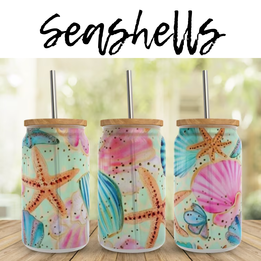 Seashells UV DTF 16OZ CUP WRAP