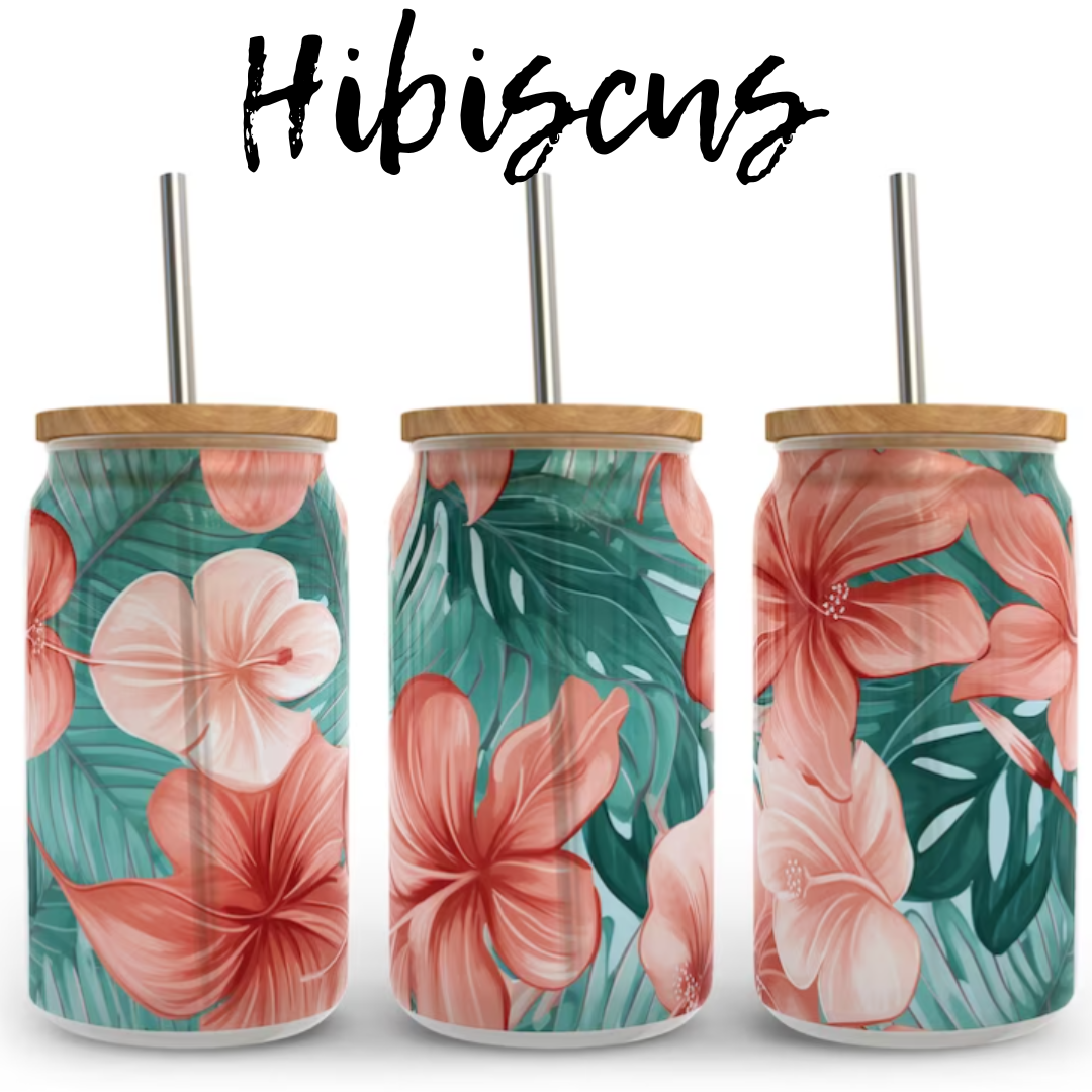 Hibiscus UV DTF 16OZ CUP WRAP