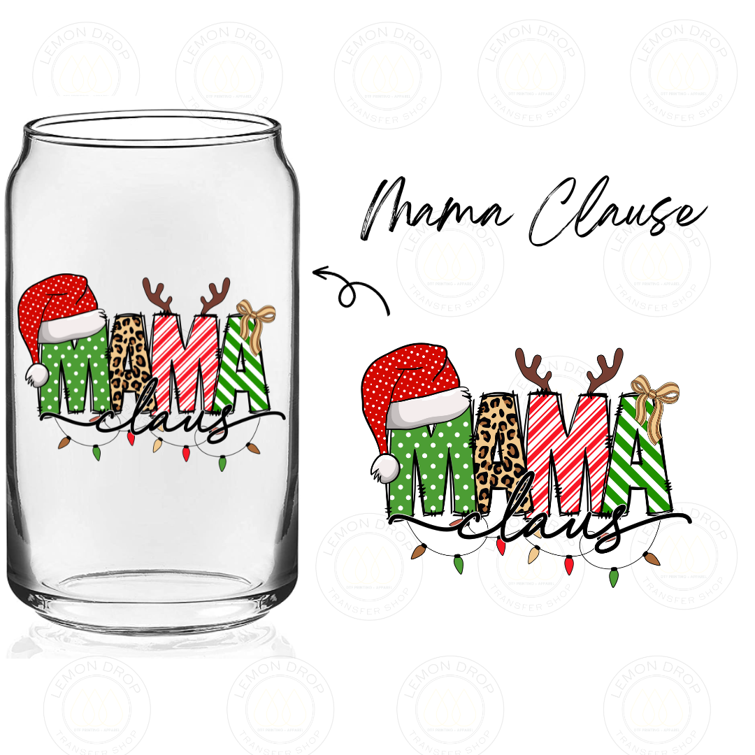 Mama Clause DOUBLE-SIDED UV DTF STICKER