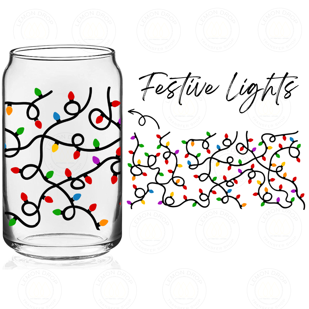 Festive Lights UV DTF 16OZ CUP WRAP