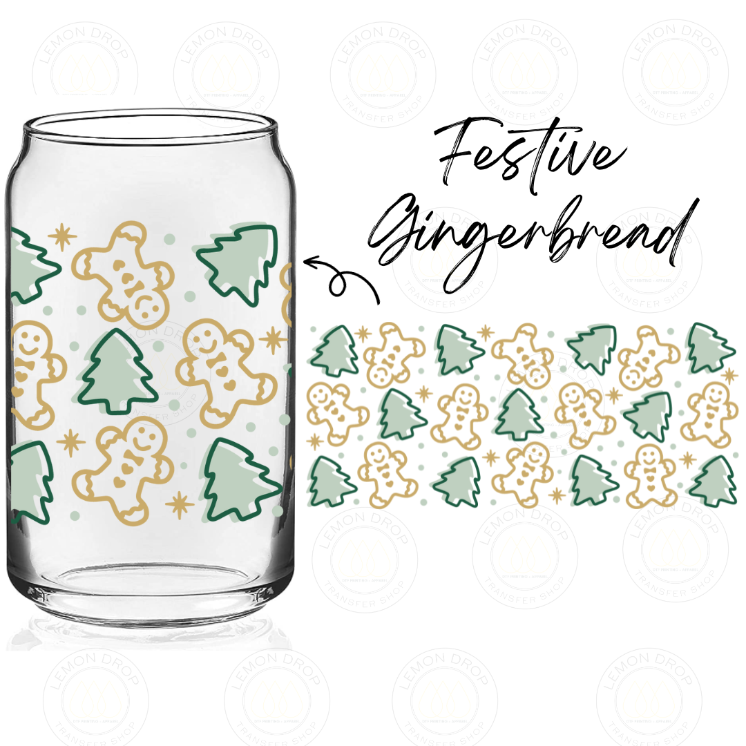 Festive Gingerbread UV DTF 16OZ CUP WRAP