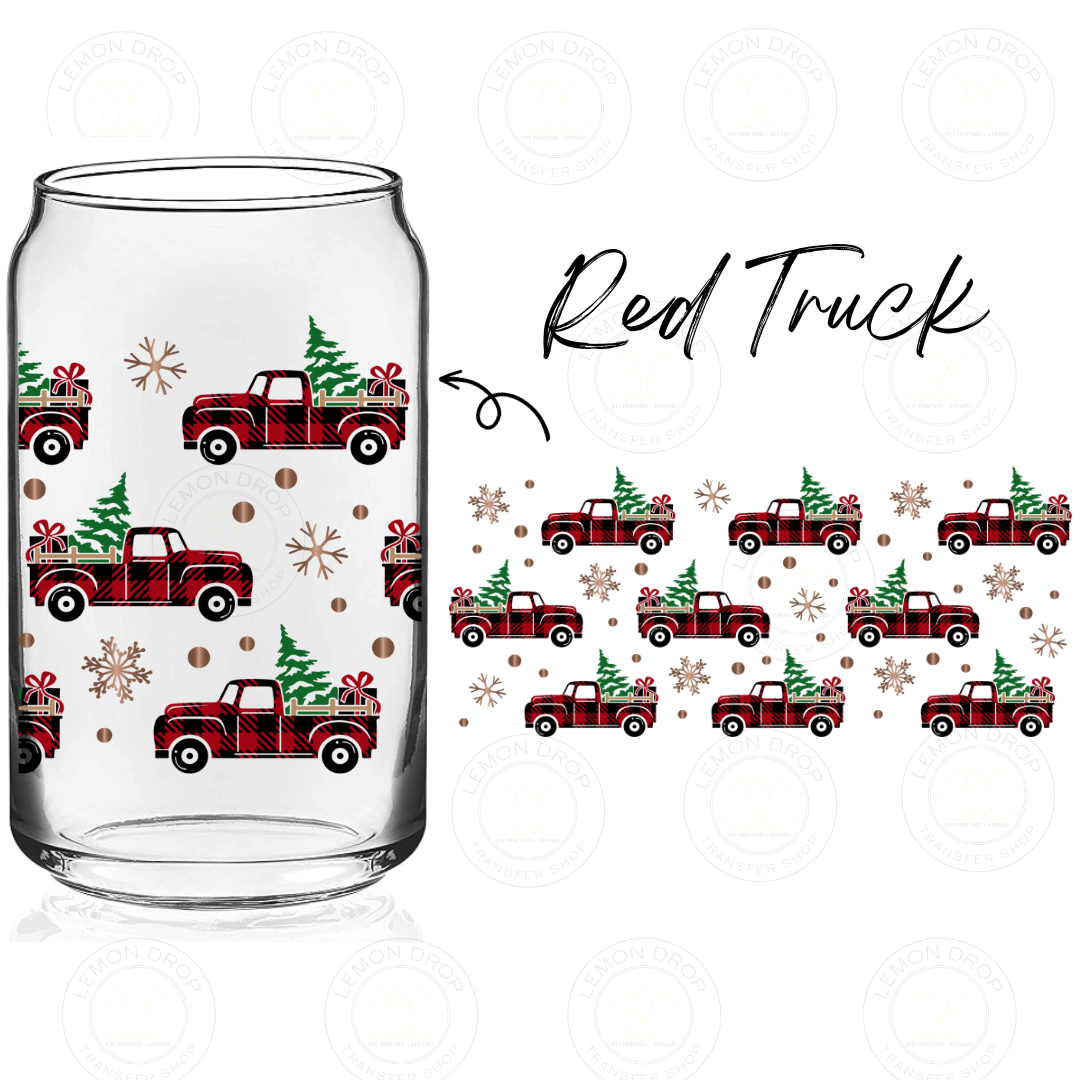 Red Truck DOUBLE-SIDED UV DTF 16OZ CUP WRAP