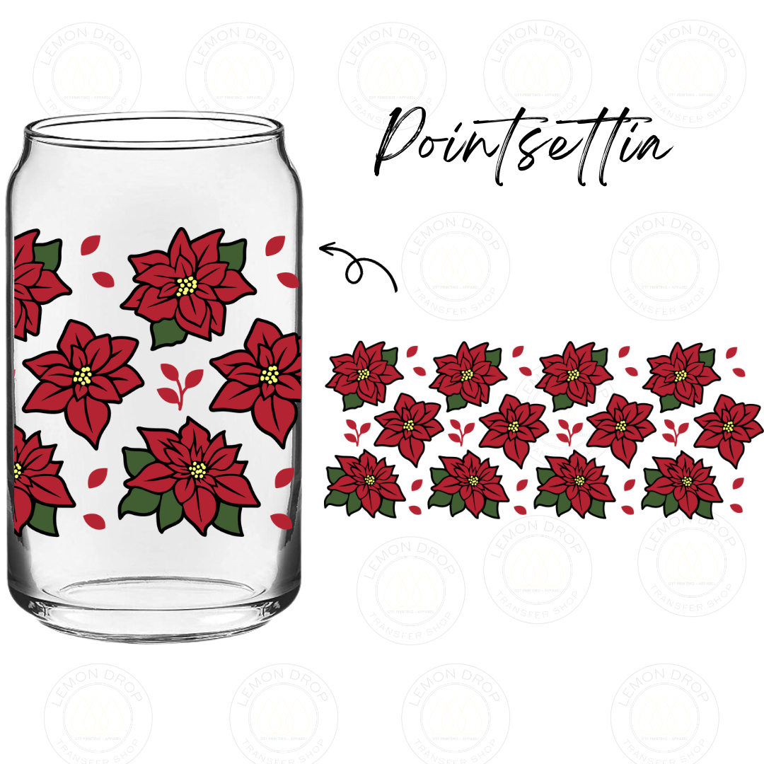 Pointsettia UV DTF 16OZ CUP WRAP