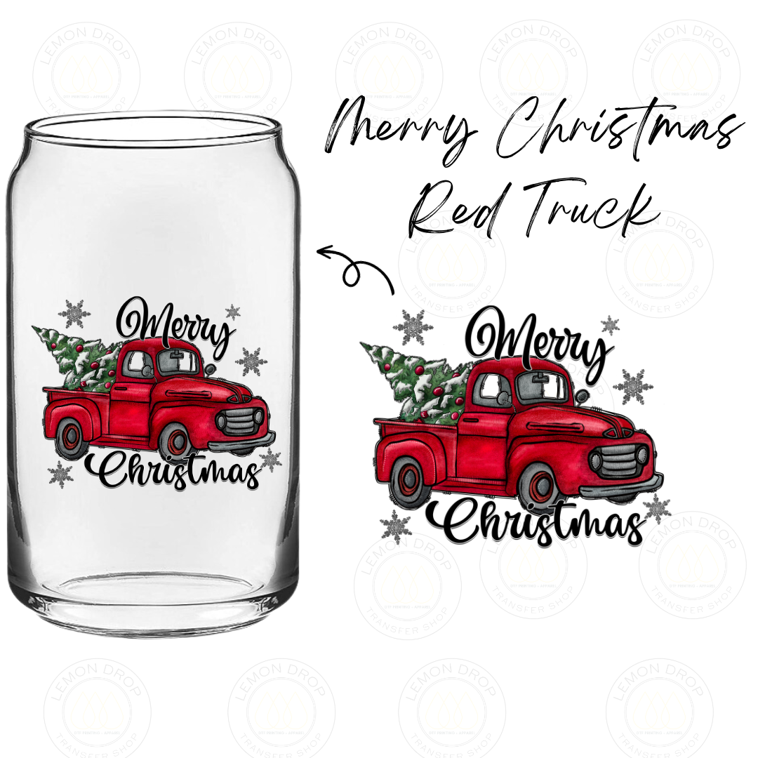 Merry Christmas Red Truck UV DTF STICKER