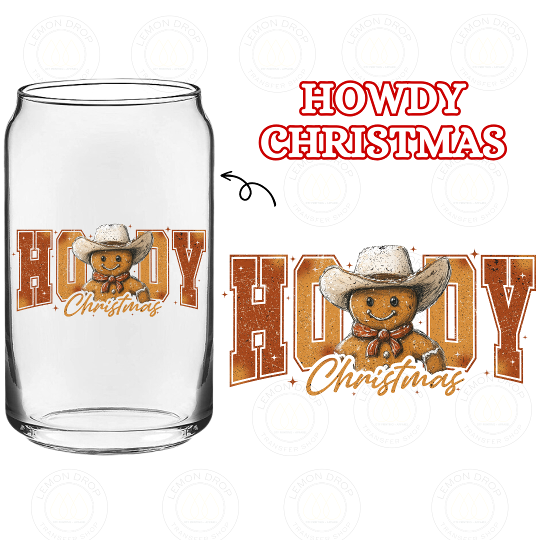 HOWDY CHRISTMAS DOUBLE-SIDED UV DTF STICKER