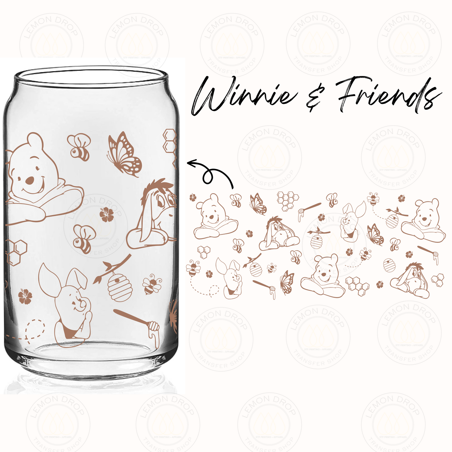 Winnie & Friends UV DTF 16OZ CUP WRAP
