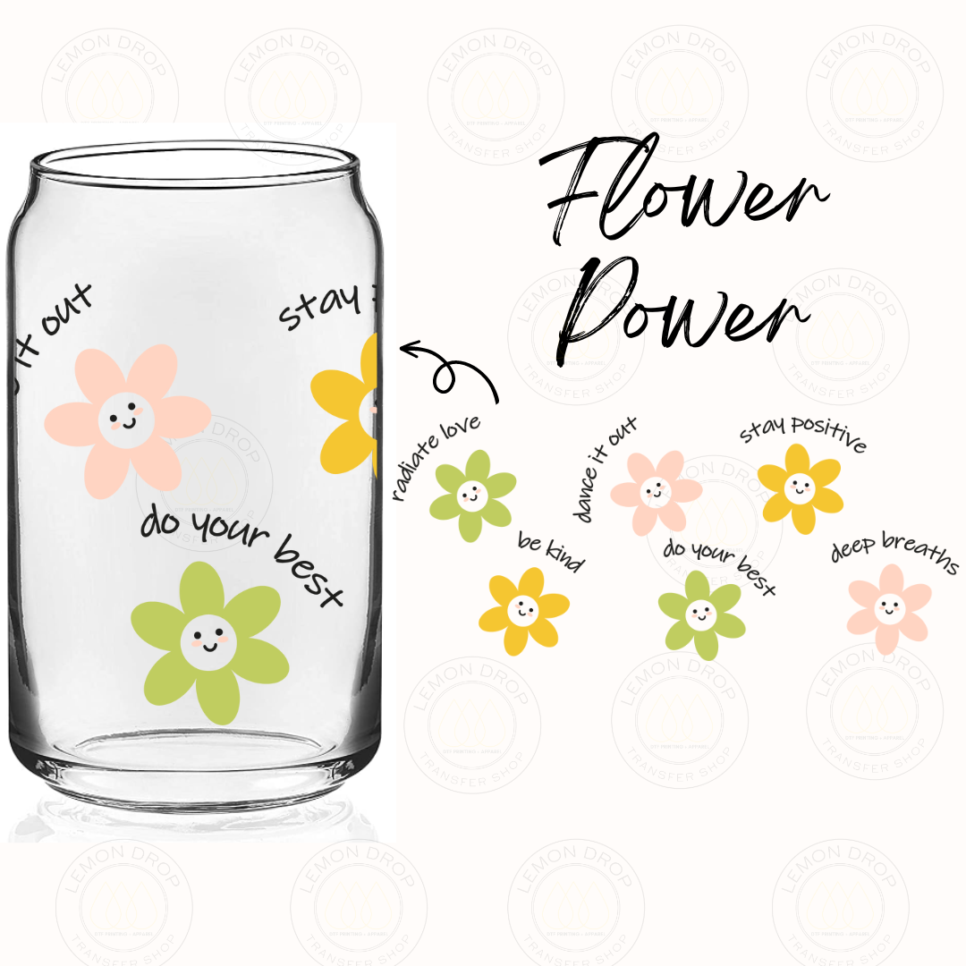 Flower Power UV DTF 16OZ CUP WRAP