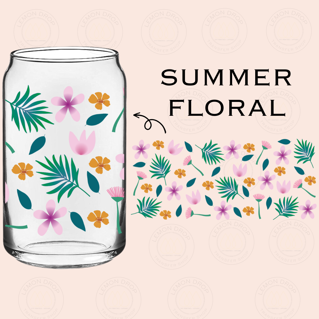 SUMMER FLORAL DTF 16OZ CUP WRAP