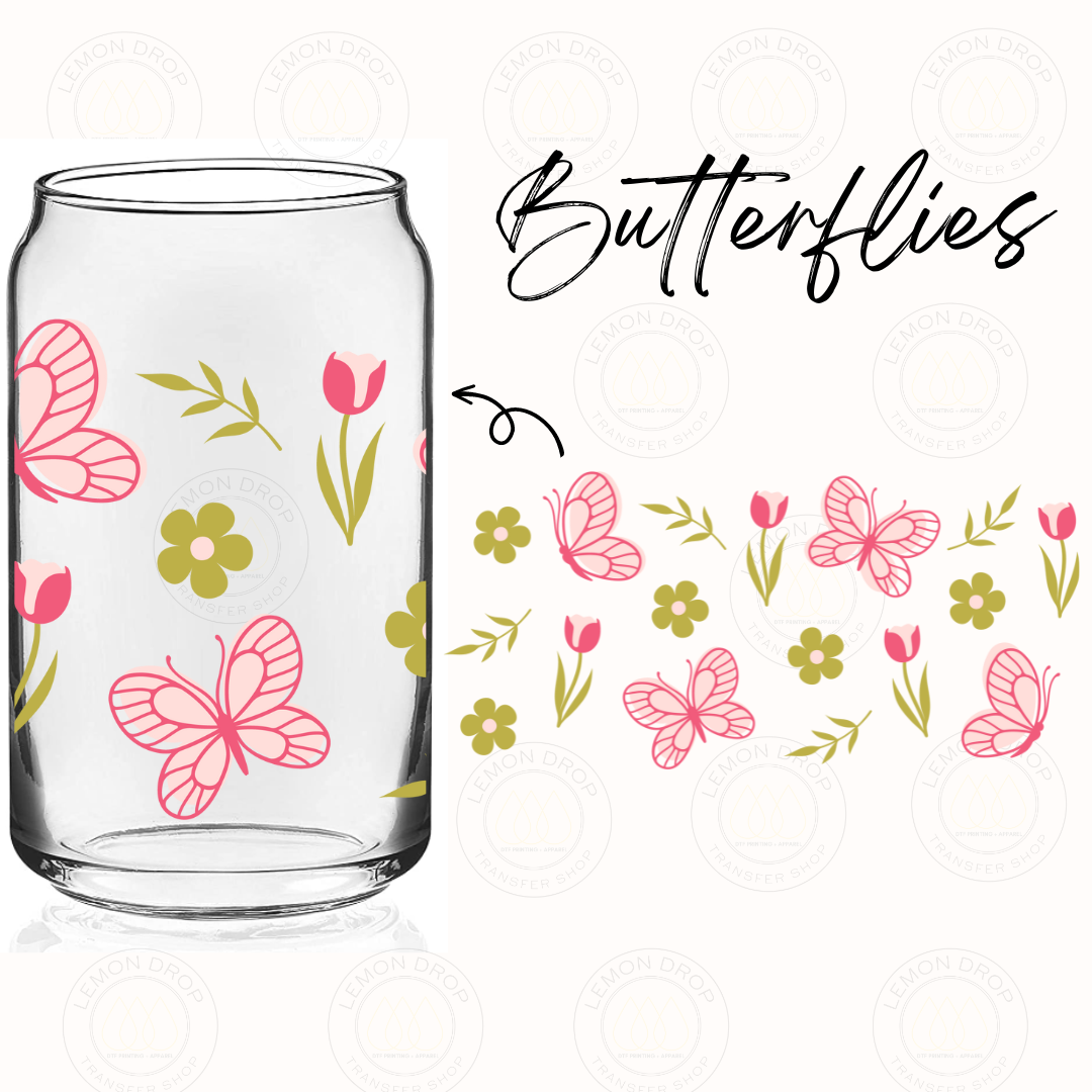 Butterflies UV DTF 16OZ CUP WRAP