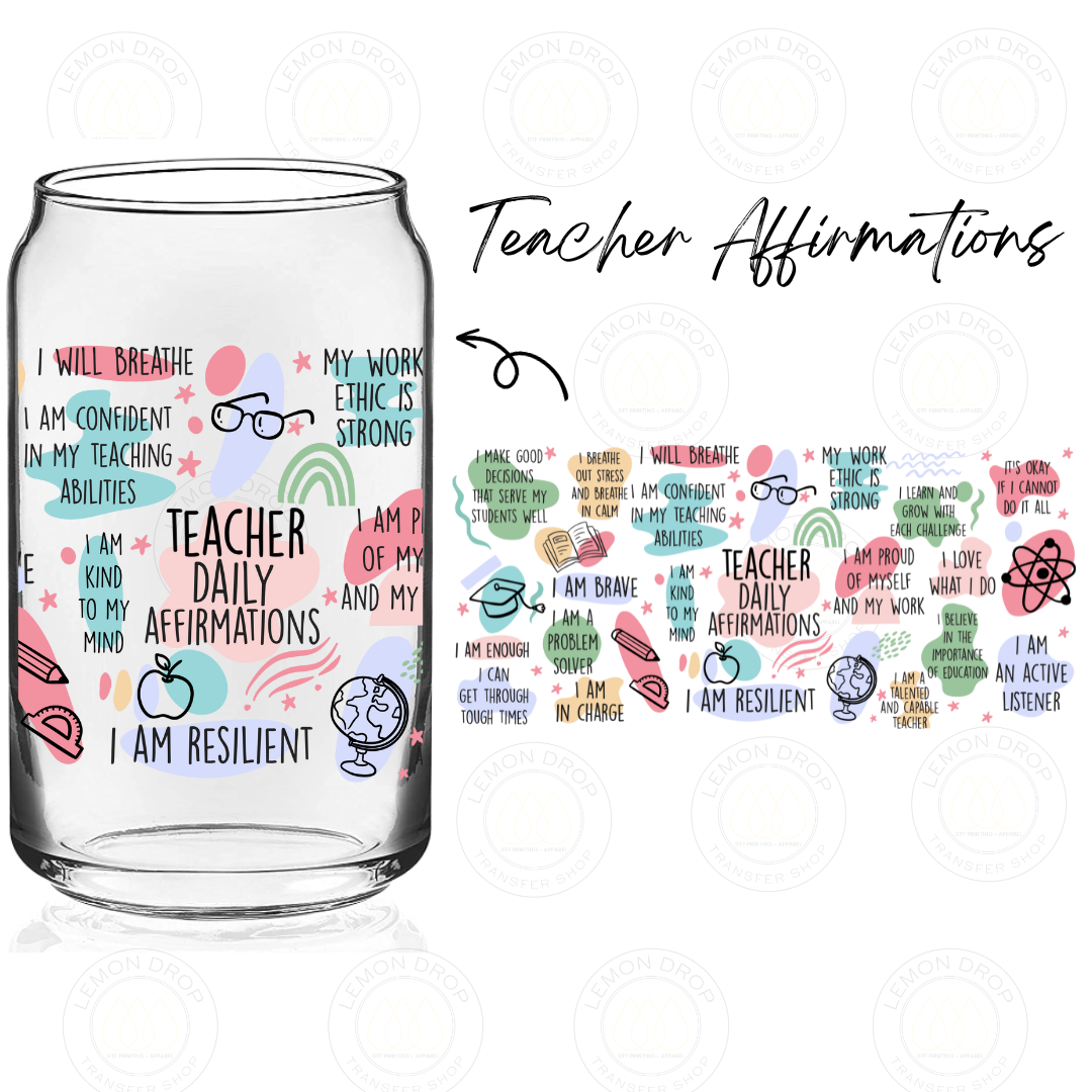 Teacher Affirmations UV DTF 16OZ CUP WRAP