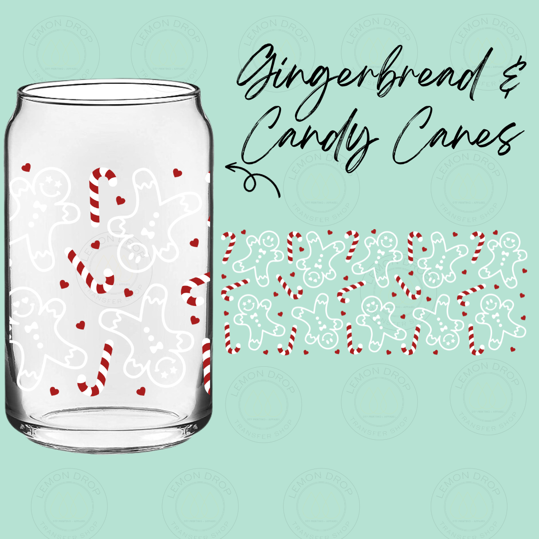 Gingerbread & Candy Canes UV DTF 16OZ CUP WRAP