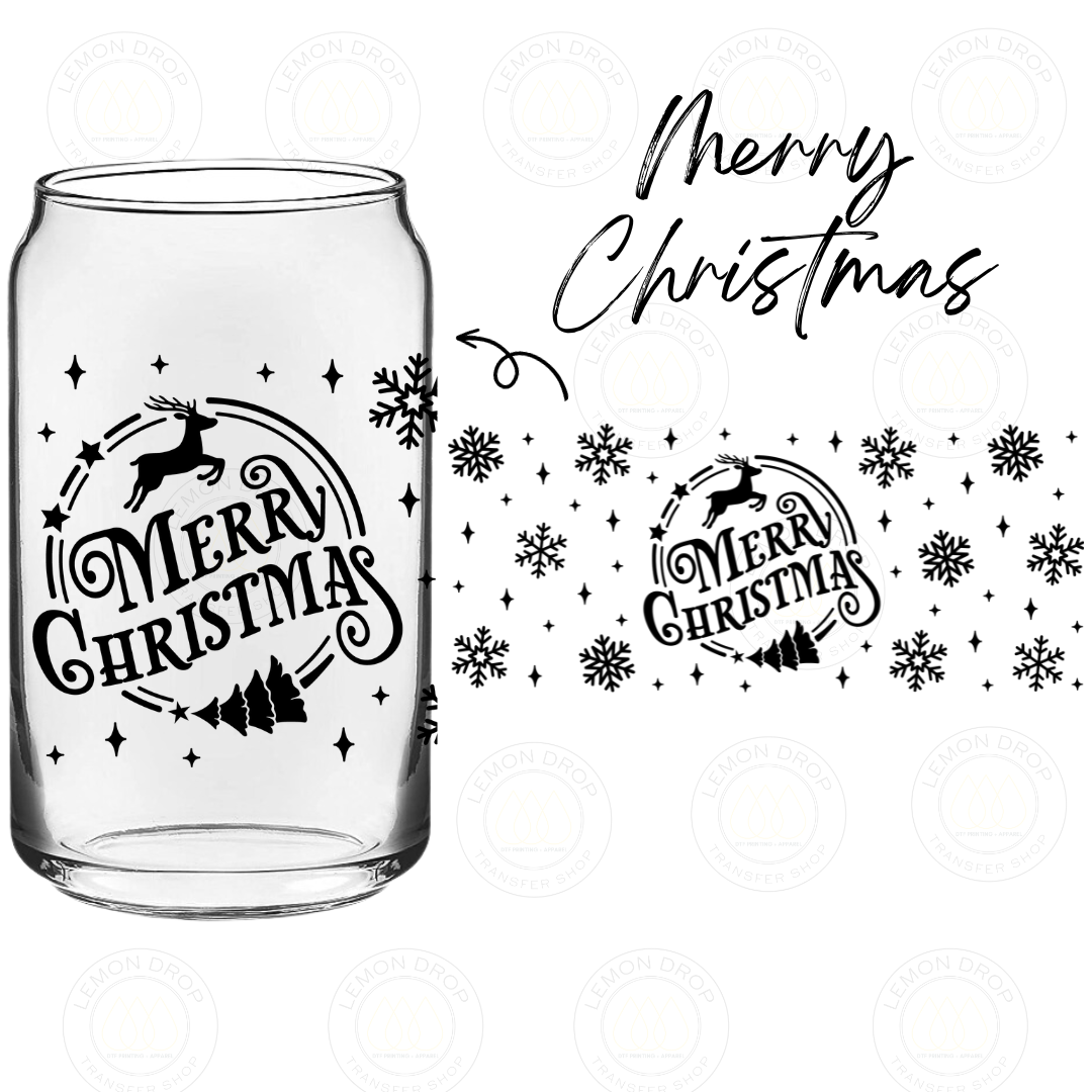 Merry Christmas UV DTF 16OZ CUP WRAP