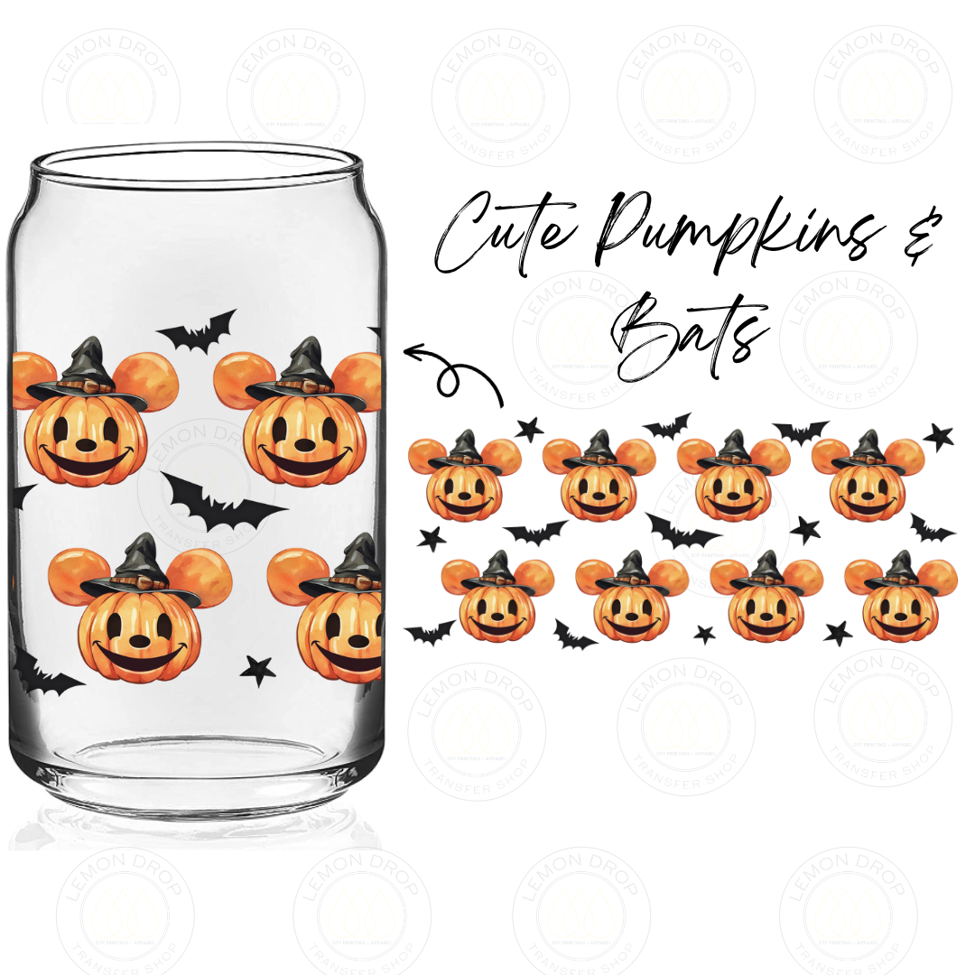 Cute Pumpkins & Bats Wrap UV DTF 16OZ CUP WRAP