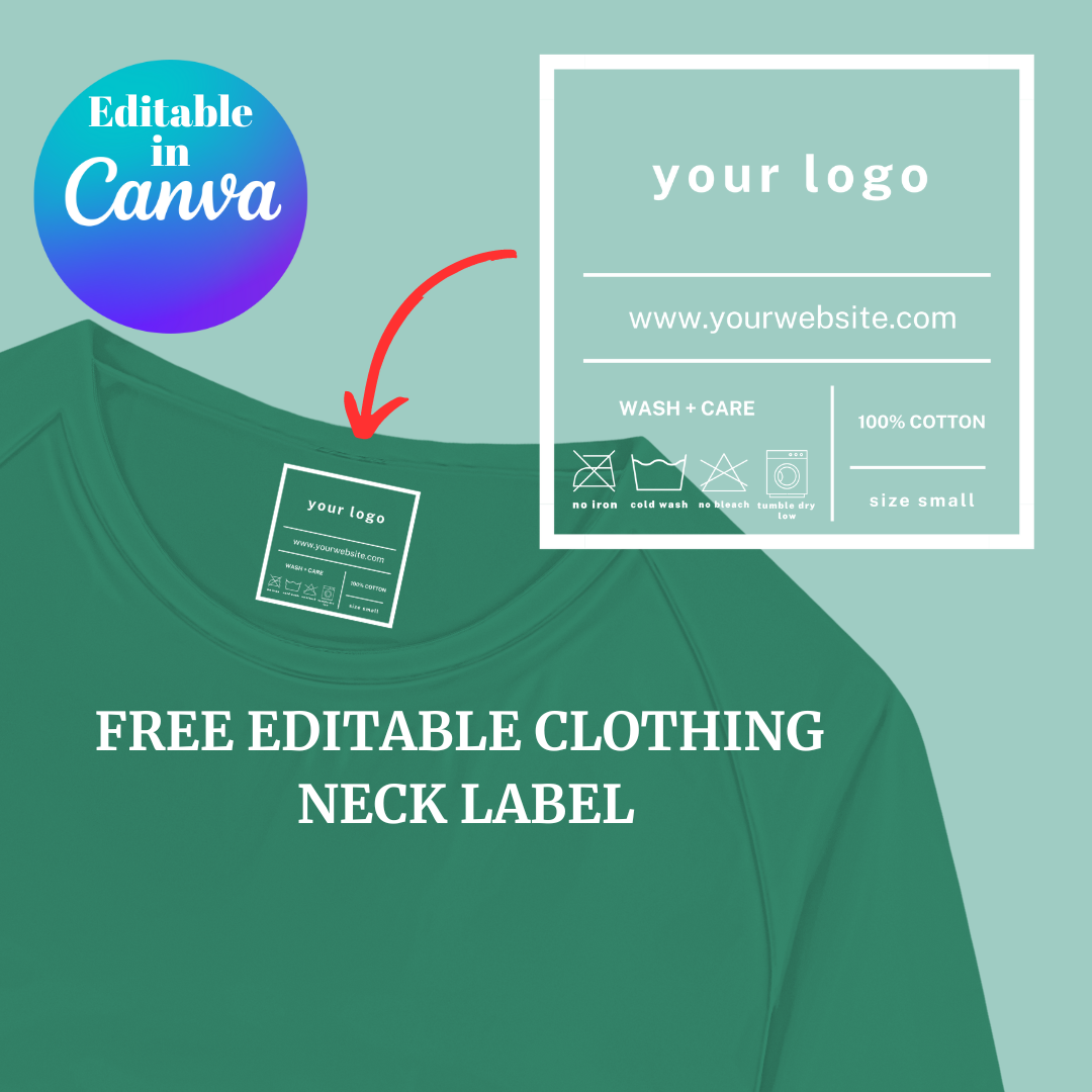 FREE Digital Editable Apparel Neck Label - WHITE