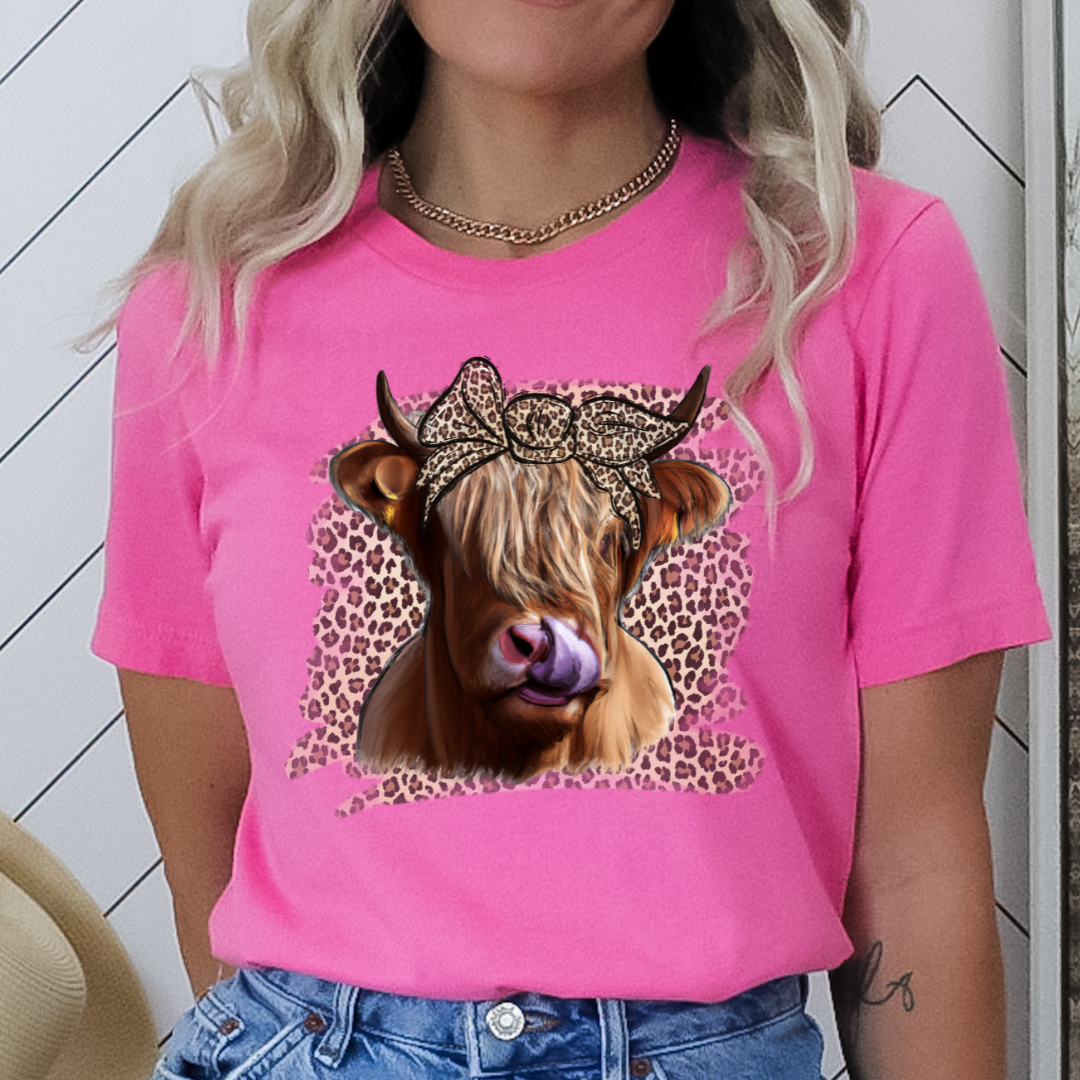 LEOPARD HIGHLAND COW - READY TO PRESS DTF TRANSFER