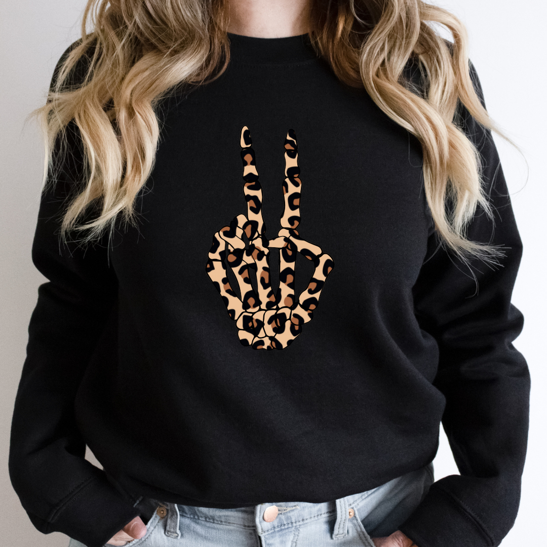 SKULLY LEOPARD PEACE HAND - READY TO PRESS DTF TRANSFER