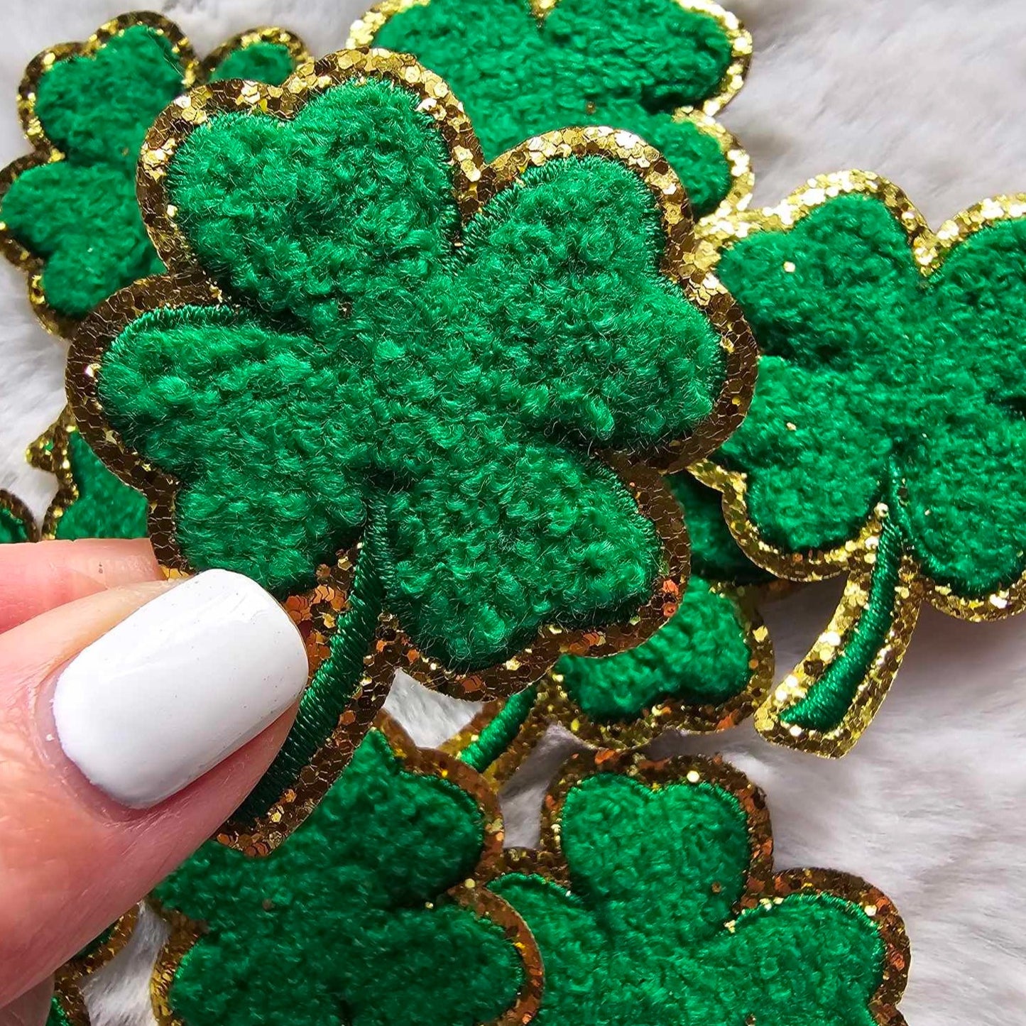 Clover Glitter Chenille Iron on Patch