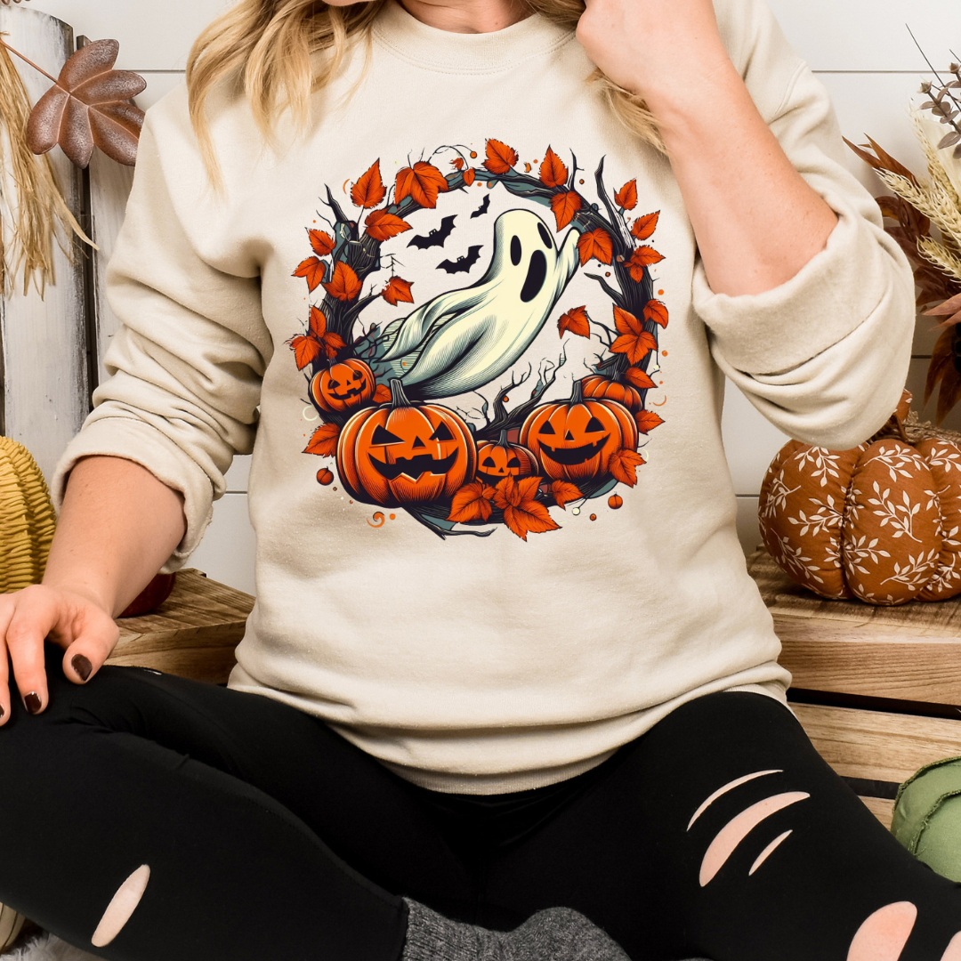 Pumpkins and Ghosts Unisex Crewneck