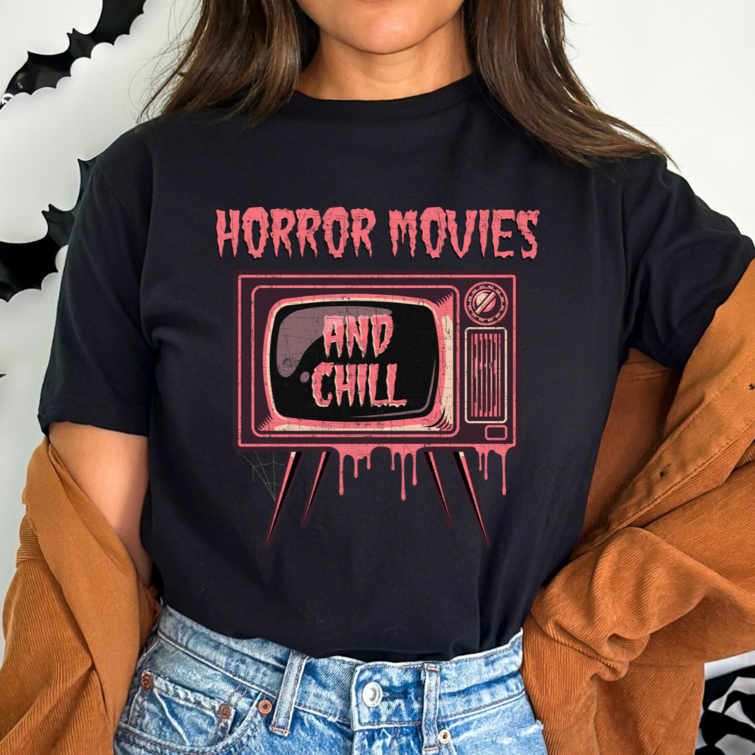 Horror Movies And Chill Relaxed Unisex Tee