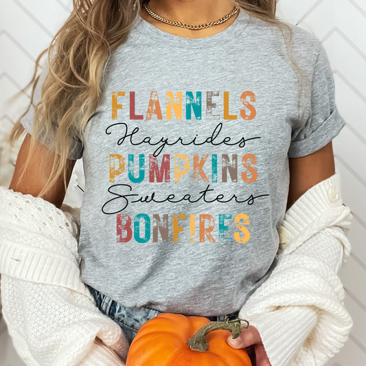 Flannels Pumpkins Bonfires Movie Relaxed Unisex Tee