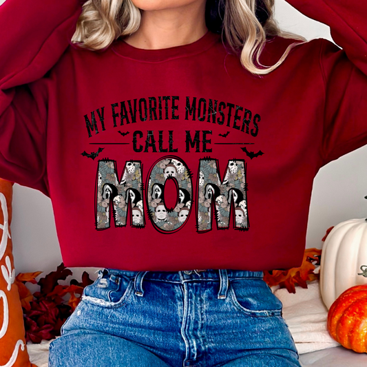 My Favorite Monsters Call Me Mom Cozy Unisex Crewneck