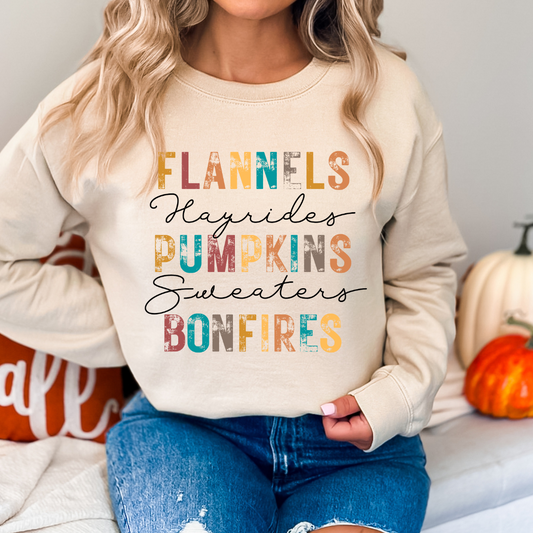 Flannels Pumpkins Bonfires Cozy Unisex Crewneck