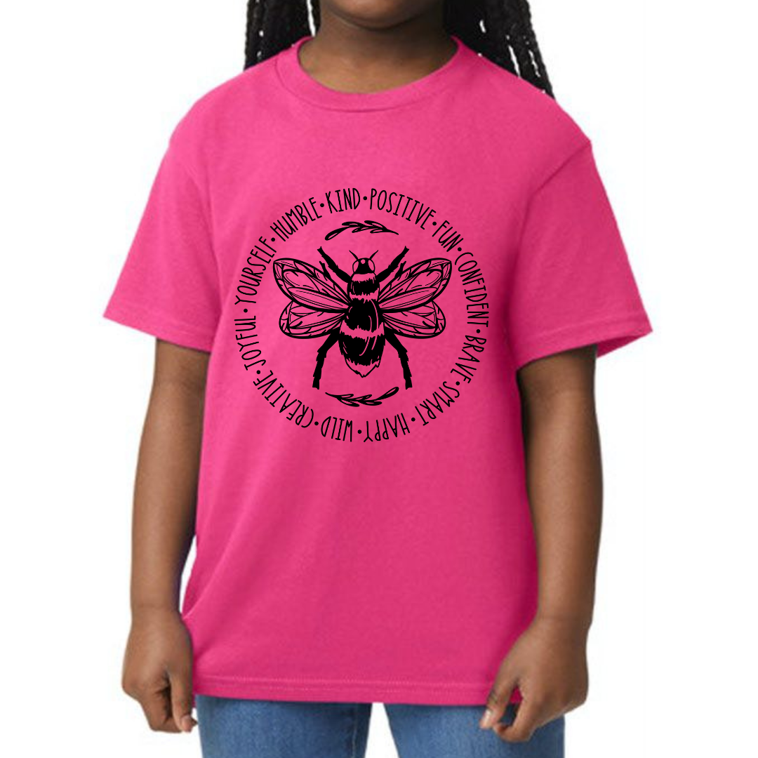 Kids Bee Humble, Kind, Positive Pink T- Shirt