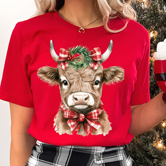 Christmas Highland Cow DTF TRANSFER