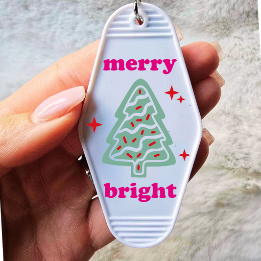 MERRY & BRIGHT UV DTF MOTEL KEY STICKER