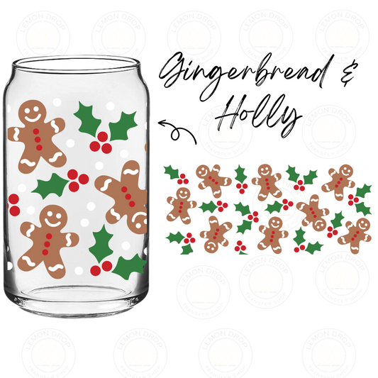 Gingerbread & Holly UV DTF 16OZ CUP WRAP