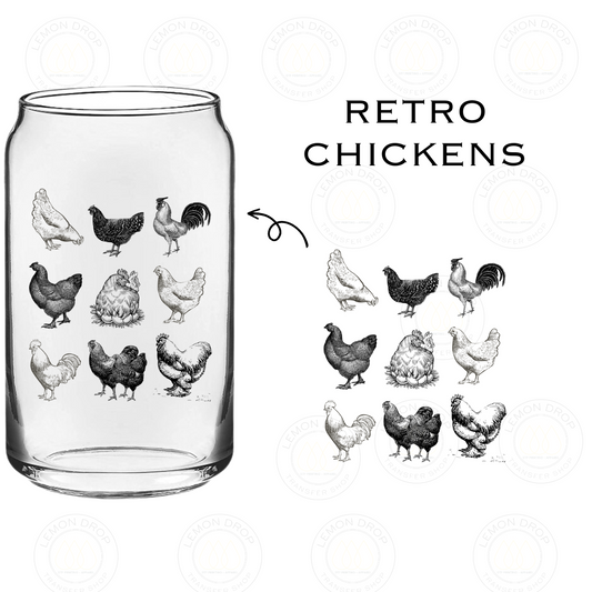 Retro Chickens UV DTF STICKER