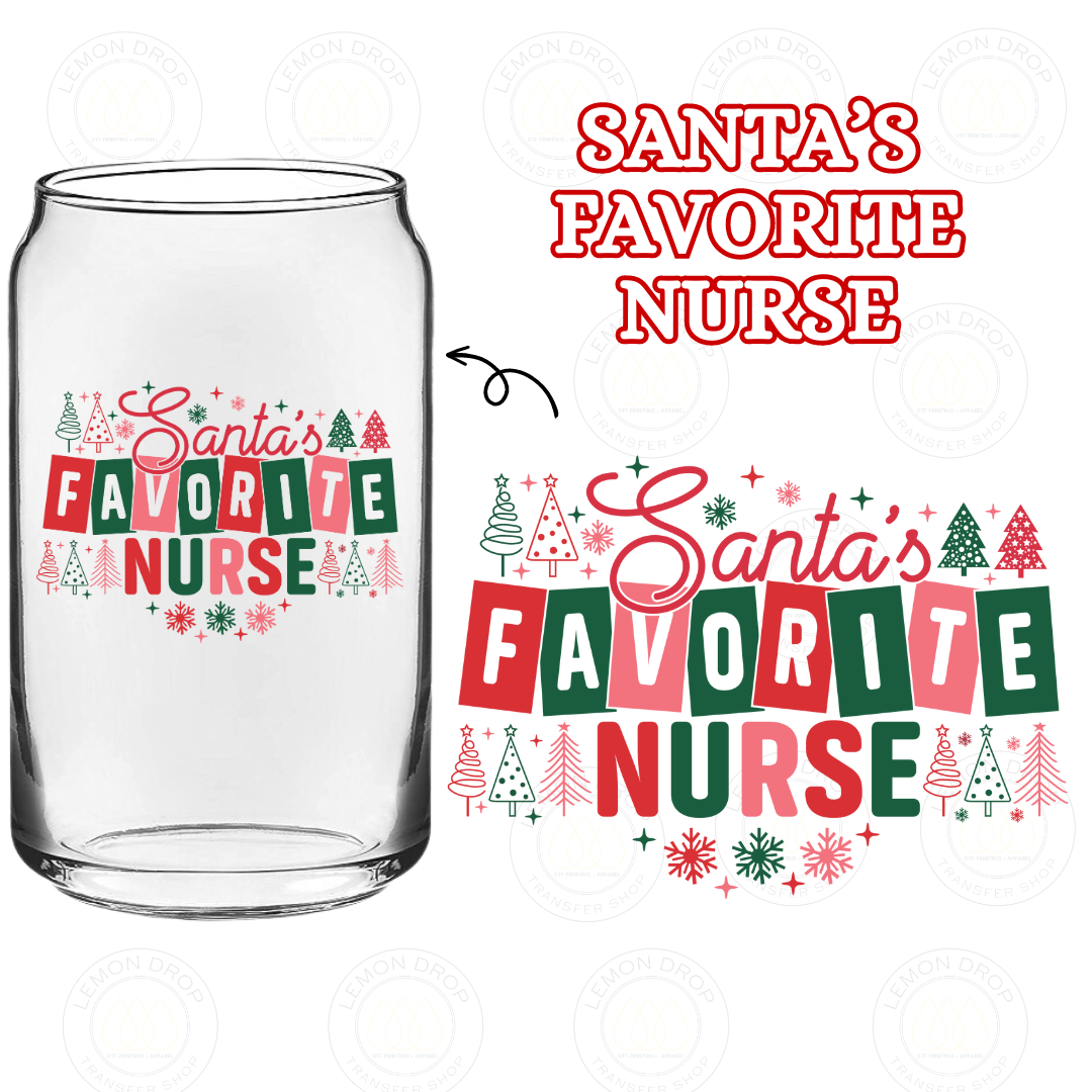 SANTA’S FAVORITE NURSE DOUBLE-SIDED UV DTF STICKER