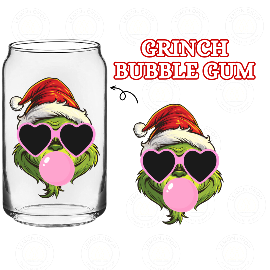 GRINCH BUBBLE GUM DOUBLE-SIDED UV DTF STICKER