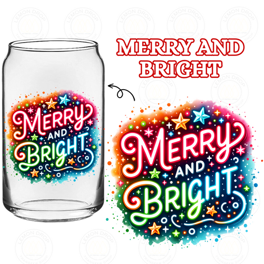 MERRY AND BRIGHT DOUBLE-SIDED UV DTF STICKER