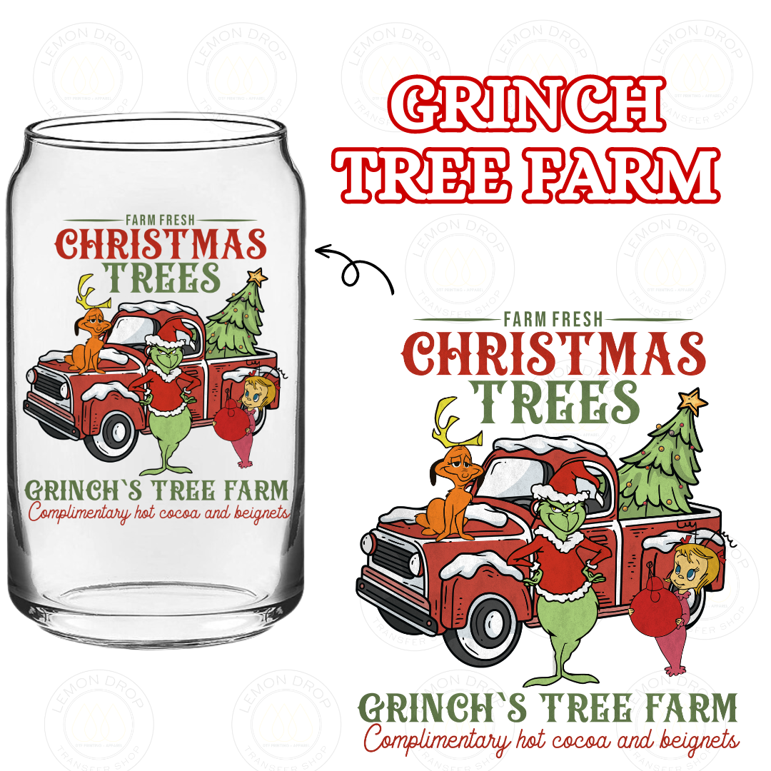 GRINCH TREE FARM DOUBLE-SIDED UV DTF STICKER