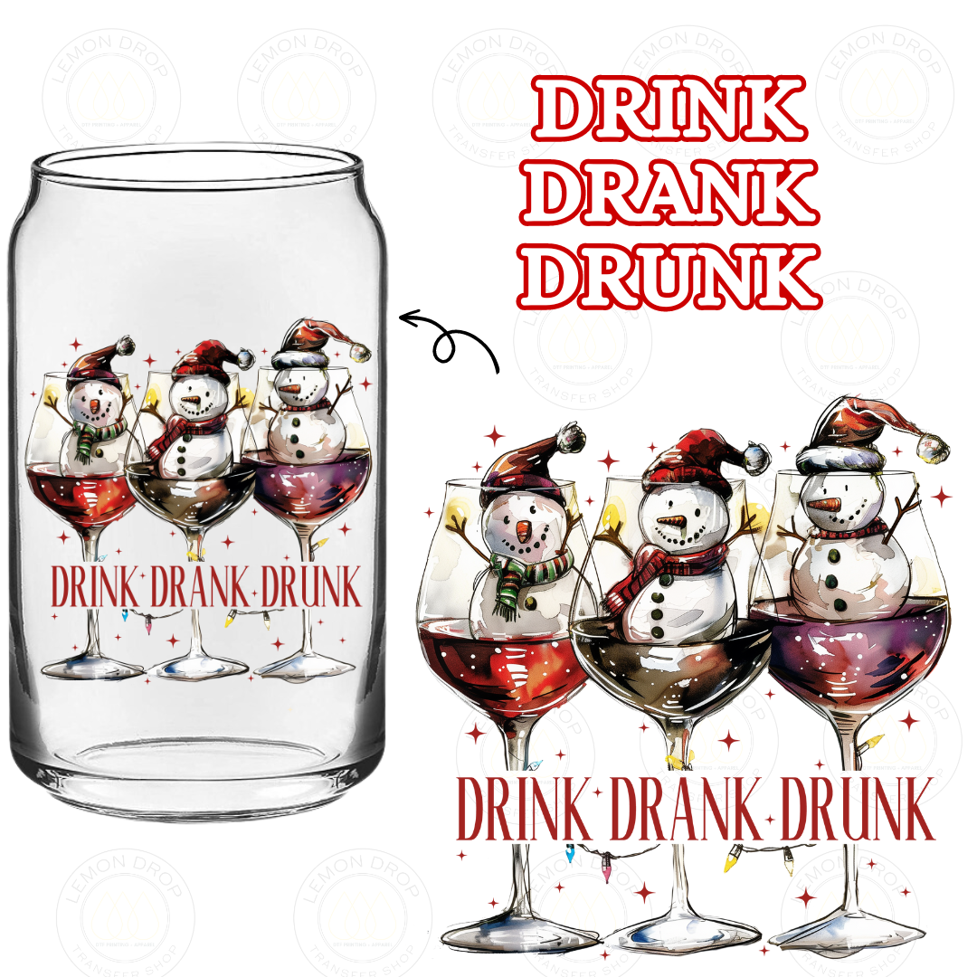 DRINK DRANK DRUNK DOUBLE-SIDED UV DTF STICKER