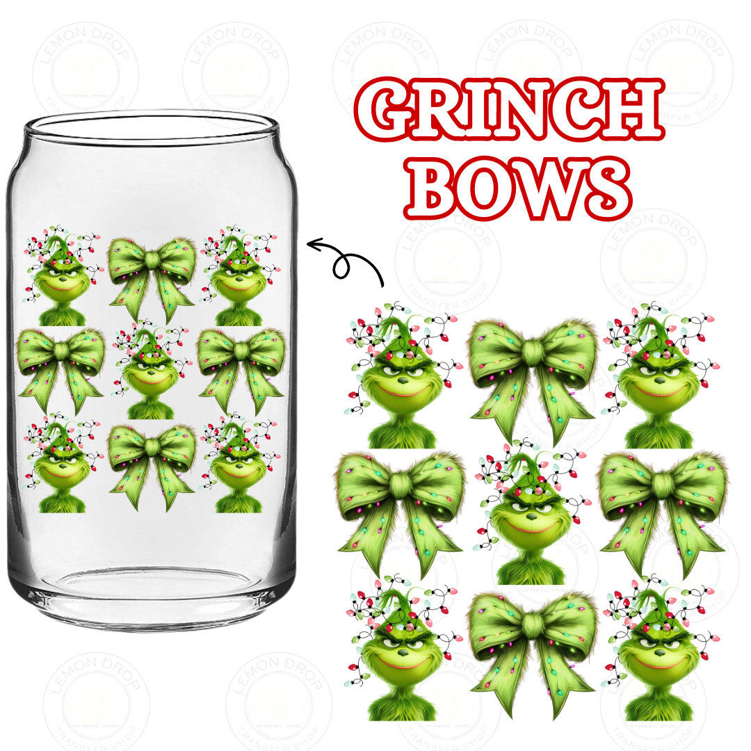 GRINCH BOWS DOUBLE-SIDED UV DTF STICKER