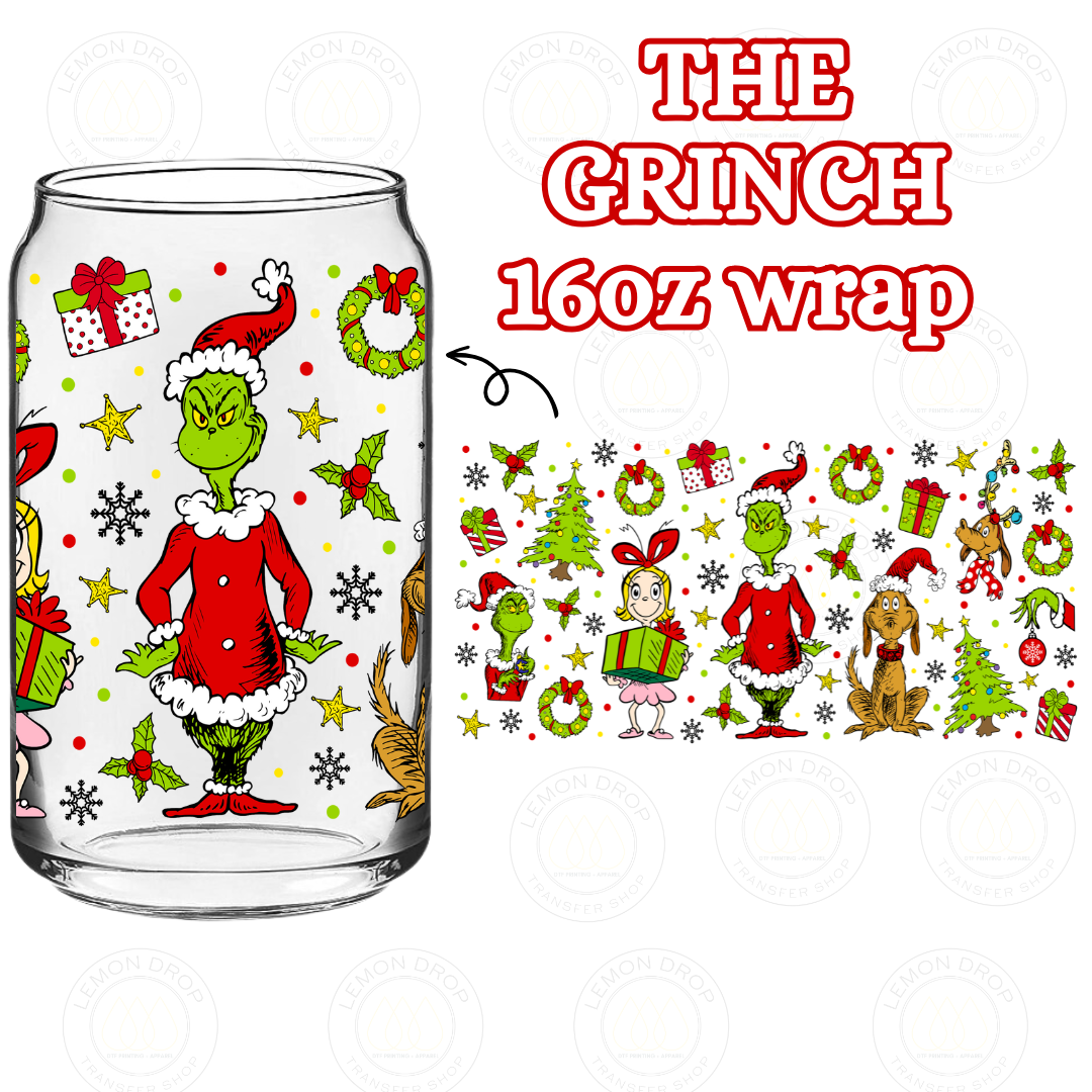 THE GRINCH DOUBLE-SIDE UV DTF 16OZ CUP WRAP