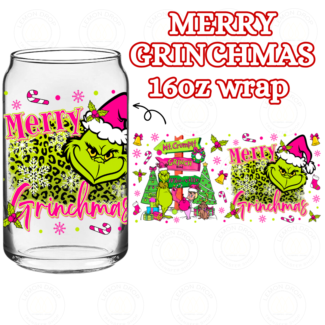 MERRY GRINCHMAS DOUBLE-SIDE UV DTF 16OZ CUP WRAP