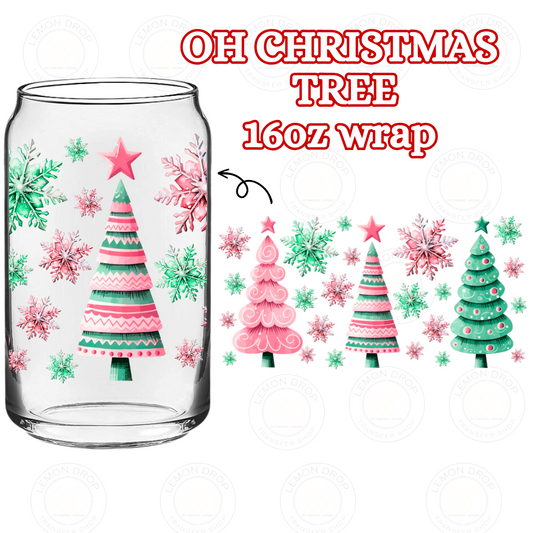 OH CHRISTMAS TREE DOUBLE-SIDE UV DTF 16OZ CUP WRAP