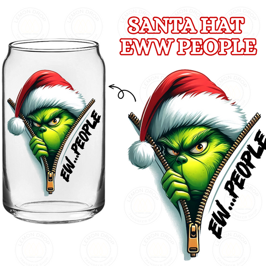 SANTA HAT EWW PEOPLE DOUBLE-SIDED UV DTF STICKER