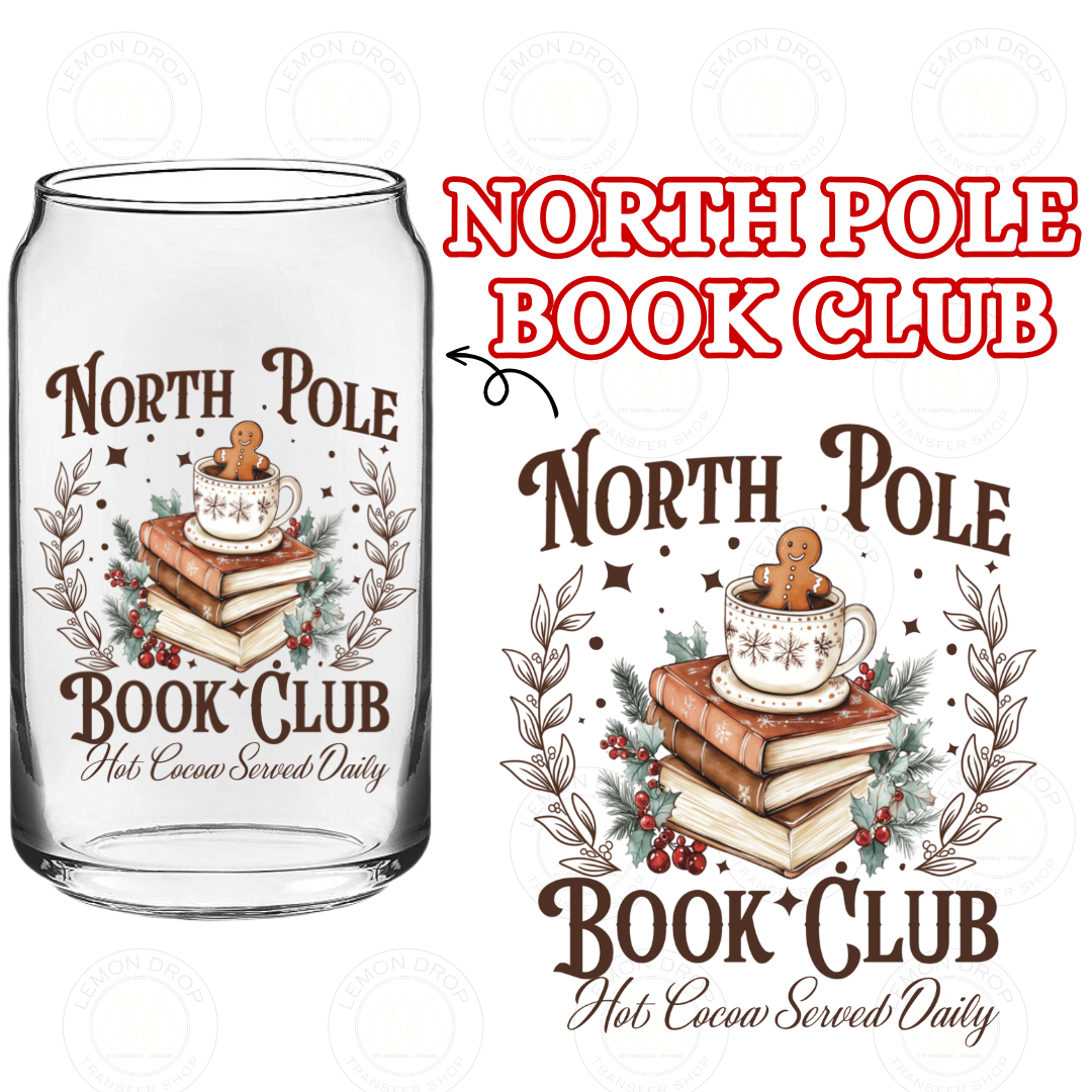 NORTH POLE BOOK CLUB DOUBLE-SIDED UV DTF STICKER